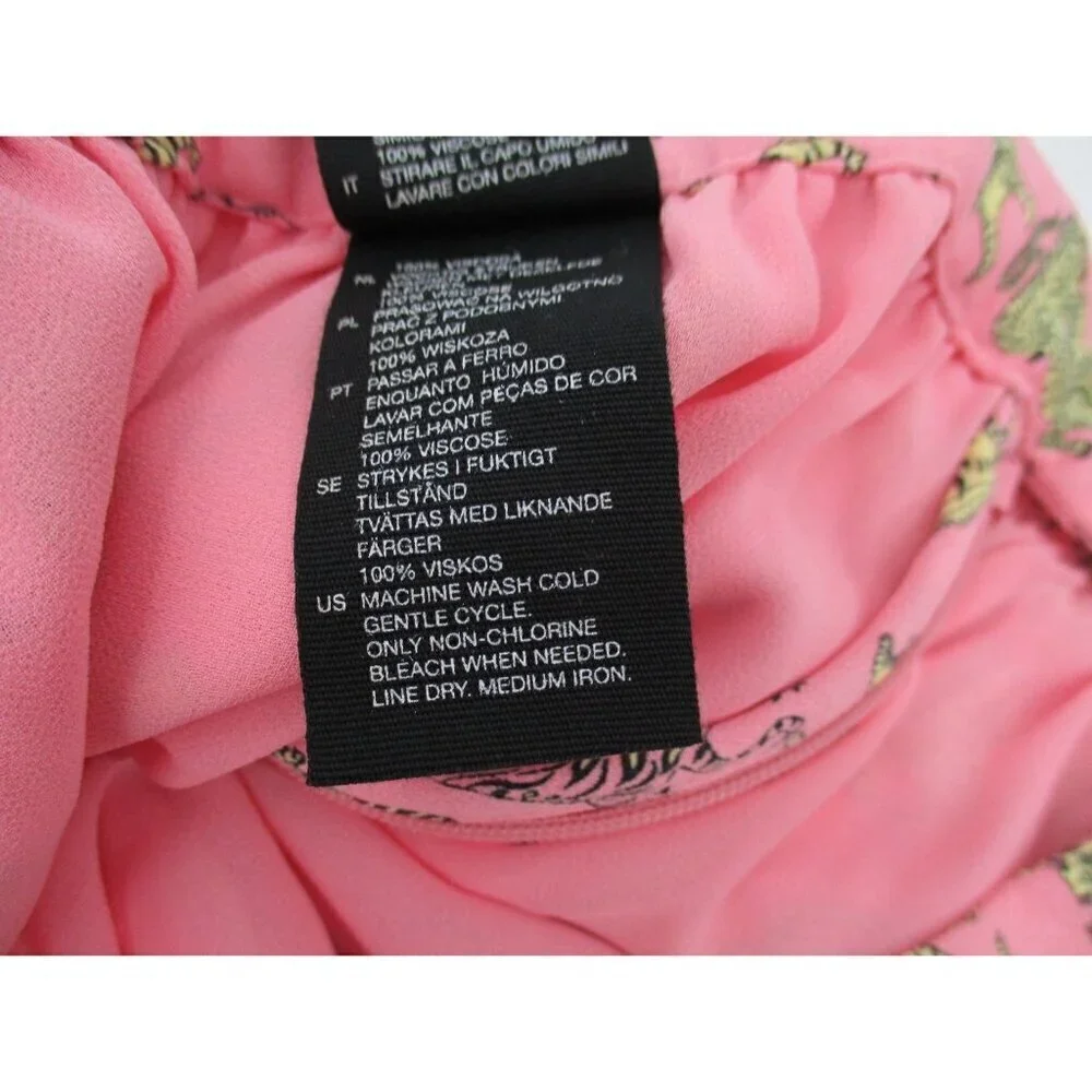 & Other Stories Womens Skirt 2 Pink Yellow Tigress Midi Skirt Animal Print Rayon